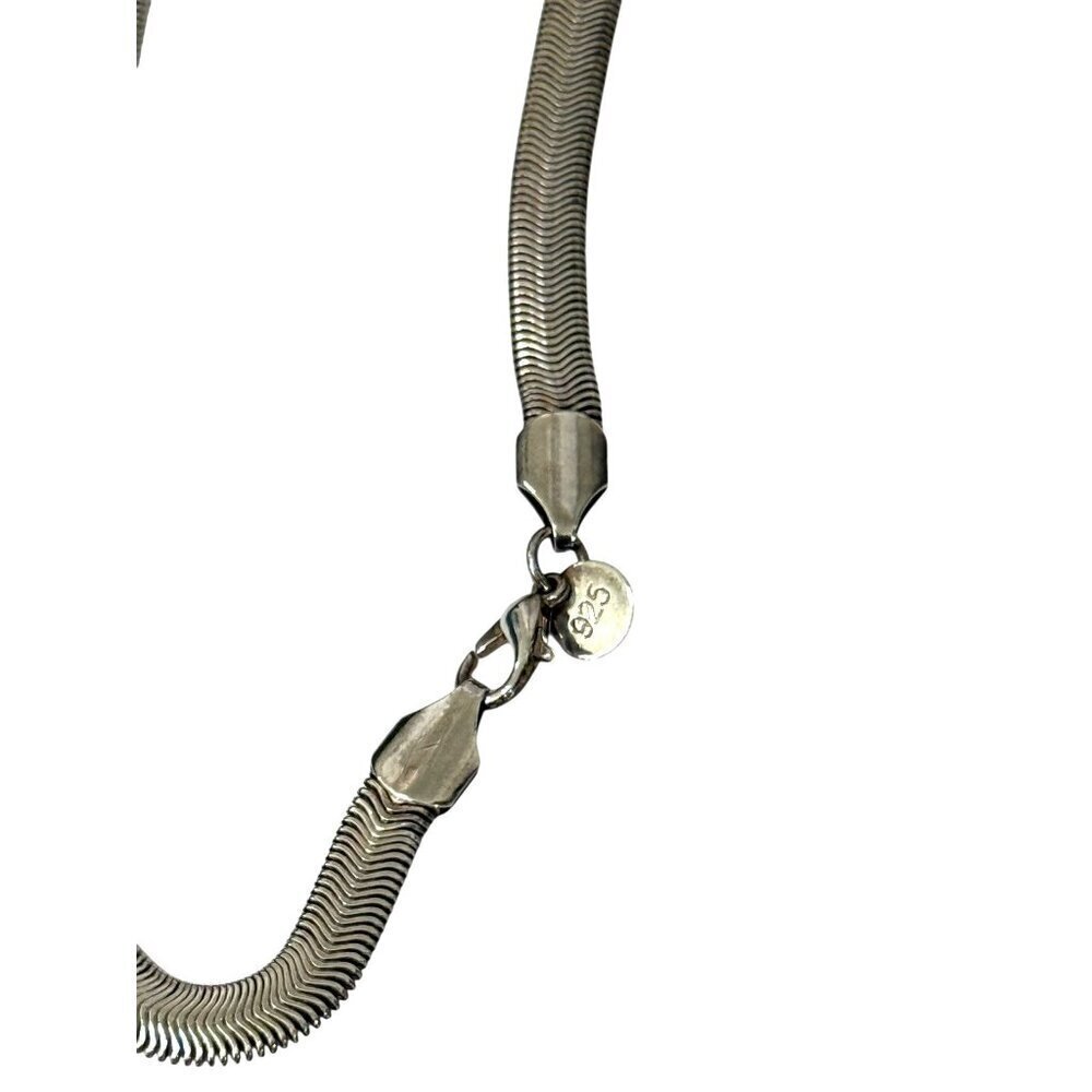 Sterling Silver 925 Herringbone Chain Necklace 17.5" 5MM Classic Versatile Sleek - Picture 7 of 11